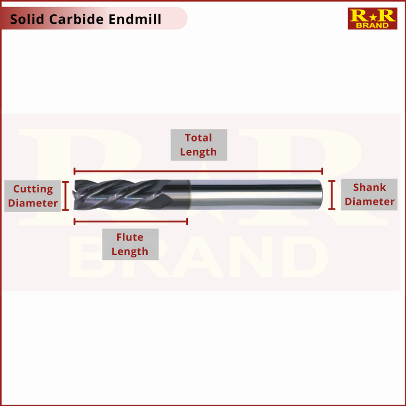 Cutting Ø 2.5 mm | 4 Flutes | Solid Carbide Square Endmill | RR Brand