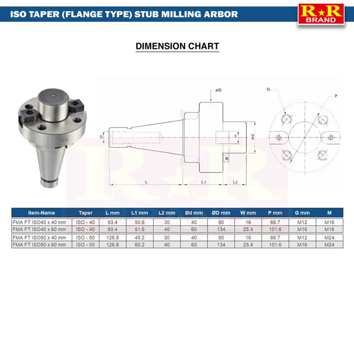 ISO40 Taper | Stub Milling Arbor | RR Brand