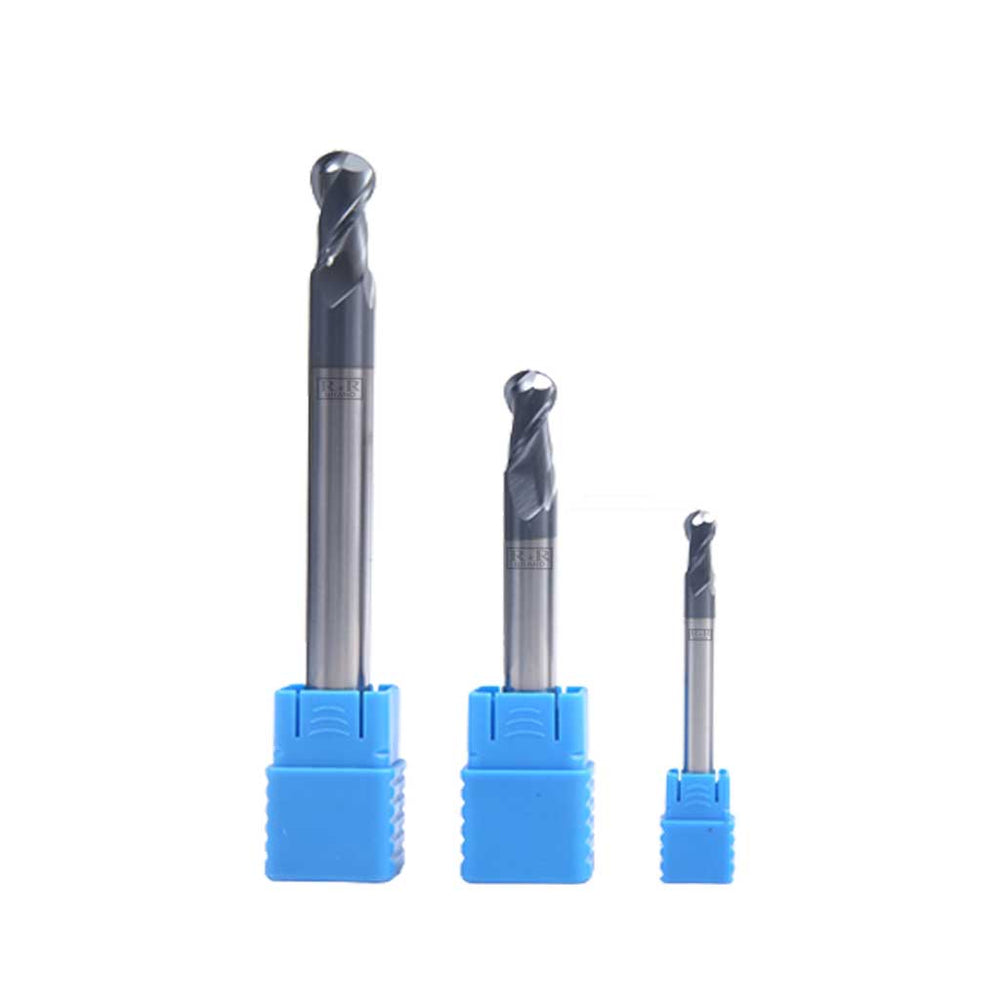 Uxcell 2pcs Ball Nose End Mills CNC Router Bits, 0.5mm (5/256") Radius Solid Carbide TiSin