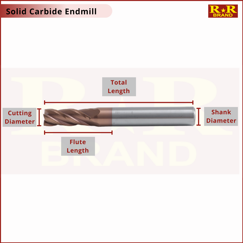 Cutting Ø 4 mm | 4 Flutes | Solid Carbide Square Endmill | RR Brand