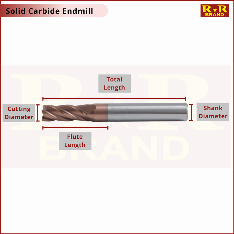 Cutting Ø 4.5 mm | 4 Flutes | Solid Carbide Square Endmill | RR Brand