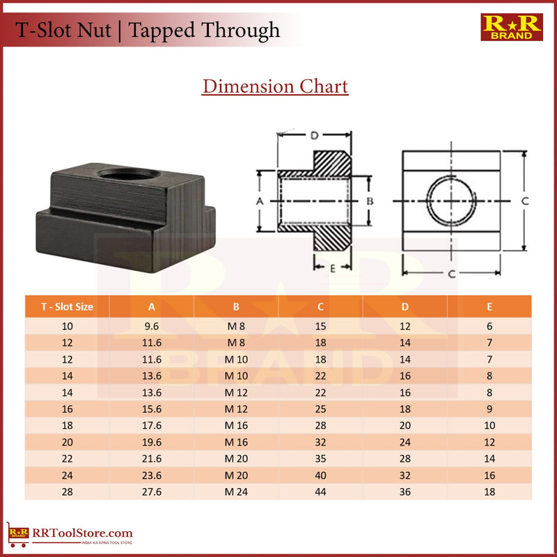 M16 x 18 | T-Slot Nut - RR Brand | RRToolStore